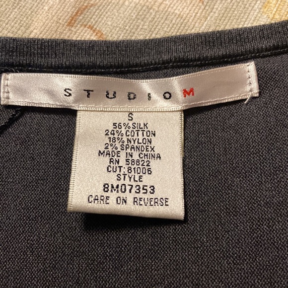 Studio M by Max Studio silk-cotton blend bell sleeve grey square neck dress. NWT - Picture 7 of 9